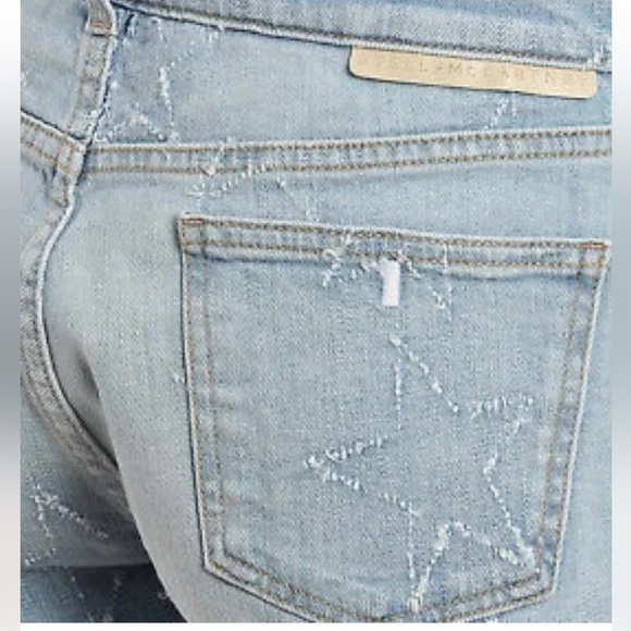 NWT Stella McCartney Italy Blue Denim Distressed Star Short Size 27 - Picture 3 of 13